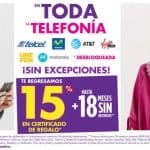 Suburbia 15% en certificado de regalo en celulares Telcel, Movistar, AT&T, Unefon y Más