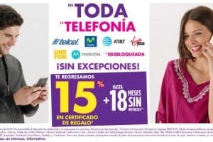 Suburbia: 15% en certificado de regalo en celulares Telcel, Movistar, AT&T, Unefon y Más
