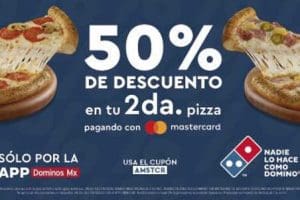 Domino’s Pizza: 50% de descuento en la segunda pizza con Mastercard
