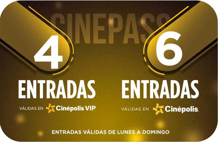 Sams Club: Tarjeta Cinepass Cinépolis 4 entradas VIP + 6 Tradicionales $699