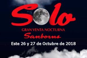 Venta Nocturna Sanborns 26 y 27 de octubre 2018