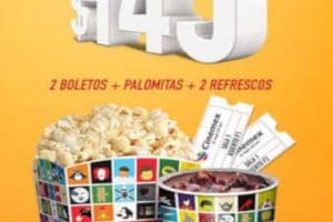 Cinemex – Combo lunes 2 boletos, palomitas y 2 refrescos grandes $145