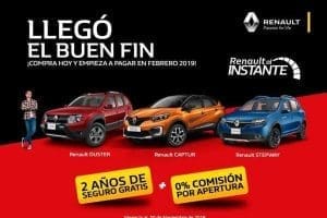 El Buen Fin 2018 Renault: 2 años de seguro GRATIS + 0% de comisión