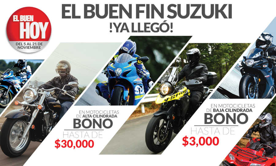  El Buen Fin   Suzuki  Bonos en Motos de hasta $ ,  pesos