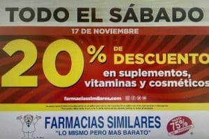 Ofertas Farmacias Similares El Buen Fin 2018: 20% de descuento