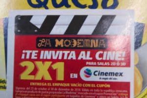 Promoción Cinemex Cupón 2×1 de lunes a domingo con La Moderna