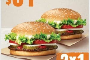 Burger King: 2×1 en Whopper sin queso a solo $61