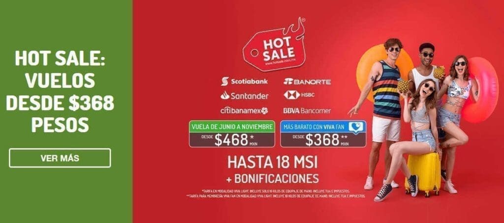Promociones VivaAerobus Hot Sale 2019: Vuelos desde $368 + 18 MSI