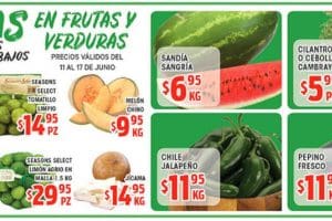 HEB: Frutas y Verduras 7 días de precios bajos del 11 al 17 de Junio 2019