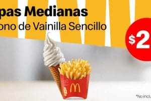 Cupón McDonald’s: Papas medianas + Cono sencillo a $20 Agosto 2019