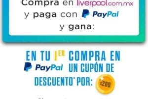 Liverpool: Cupón $200 de descuento pagando con Paypal por primera vez