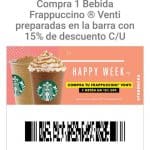 Starbucks - Cupón 15% de descuento en Frappucino Venti
