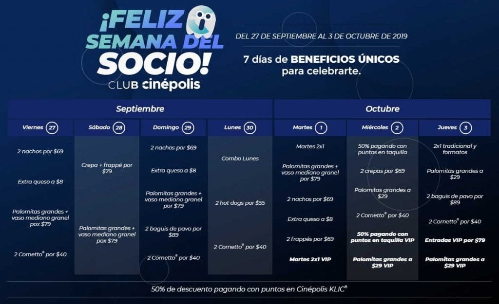 Promociones Cinépolis Feliz Semana del socio Club Cinépolis