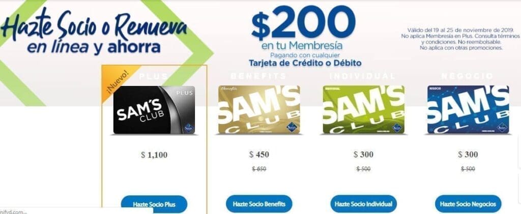 Sams Club: Ahorra $200 en tu membresía del 19 al 25 de Noviembre 2019