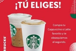 Promociones Starbucks: Cupones de 2×1 en latte o cappuccino