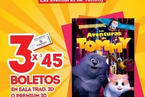 Cinemex: Matinee Las aventuras de Tommy 3 boletos por $45 pesos