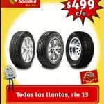 Soriana Mercado - Llantas rin 13 a $499 del 18 al 20 de febrero 2020