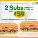 Subway: 2 Subs de Milanesa de Pollo por $59 pesos