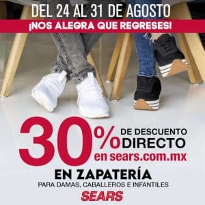 Sears: 3×2 ó 30% de descuento en zapatería del 26 al 31 de agosto 2020 1