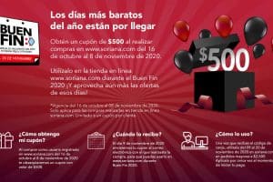 El Buen Fin Soriana 2020: Cupón $500 pesos de descuento