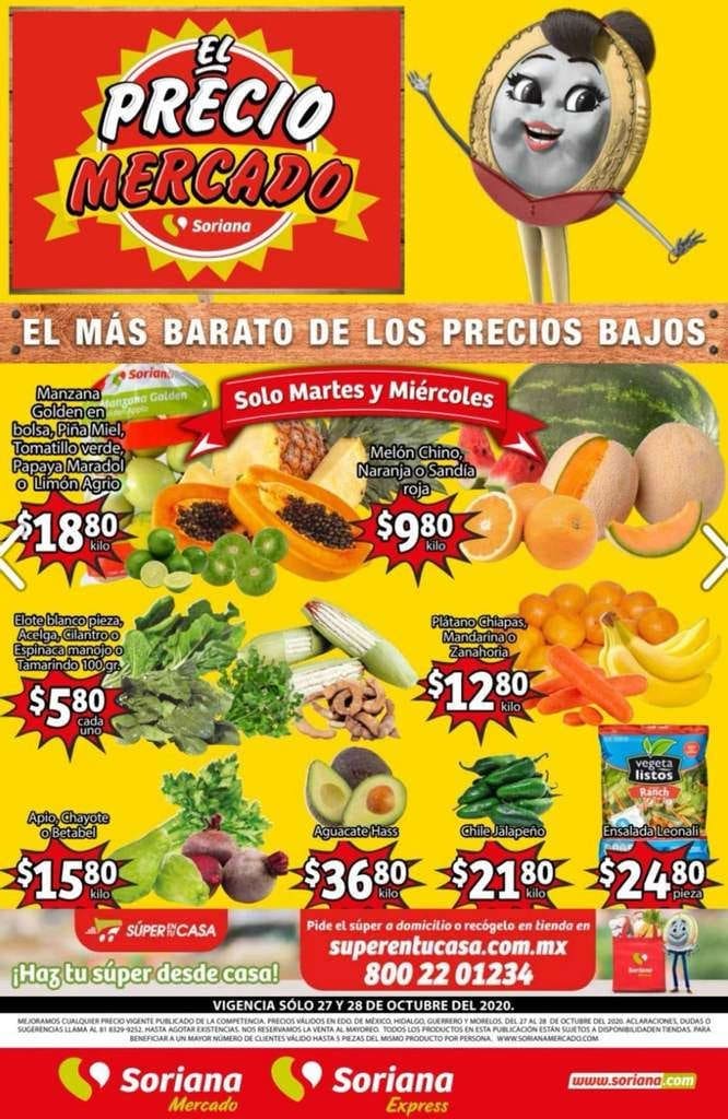 Folleto Soriana Mercado frutas y verduras del 27 al 29 de octubre 2020 1