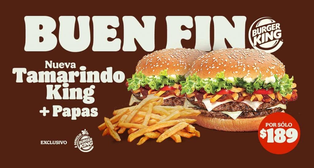 Burger King Buen Fin 2020: Hamburguesa Tamarindo King + Cono por $99 1