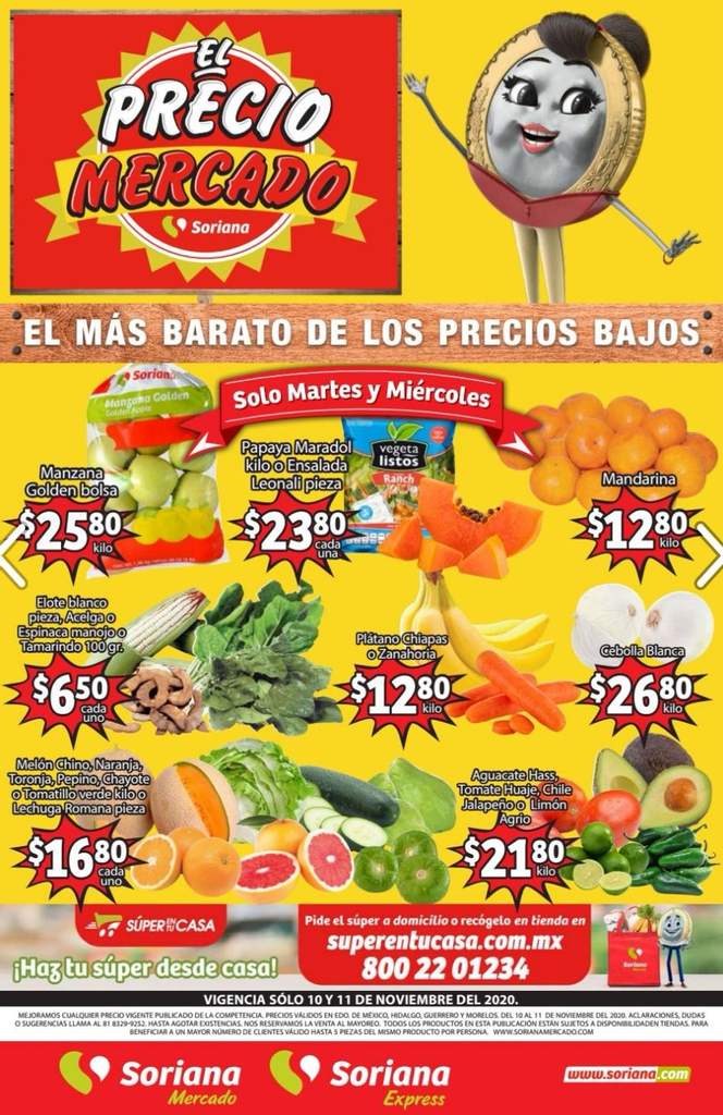 Folleto Soriana Mercado frutas y verduras del 10 al 12 de noviembre 2020 1