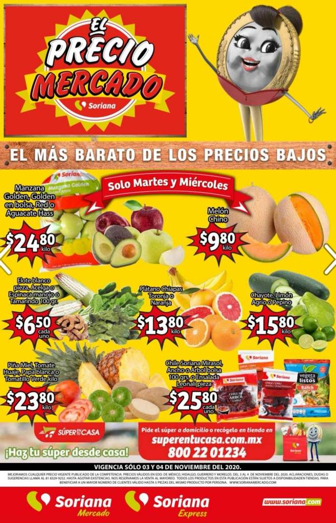 Folleto Soriana Mercado frutas y verduras del 3 al 5 de noviembre 2020 1
