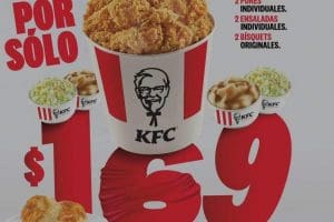 KFC: Paquete 8 piezas de pollo + complementos Wow bucket por $169