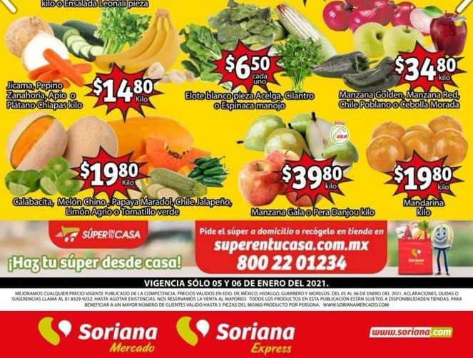 Folleto Soriana Mercado frutas y verduras 5 al 7 de enero 2021 2