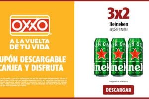 Cupón Oxxo 3×2 en Cerveza Heineken lata 473 ml