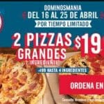 Promoción Domino's 2 Pizzas Grandes por $199