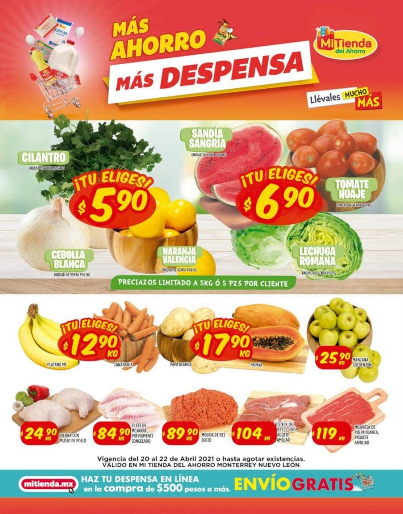 Folleto Mi Tienda del Ahorro frutas y verduras del 20 al 22 de abril 2021