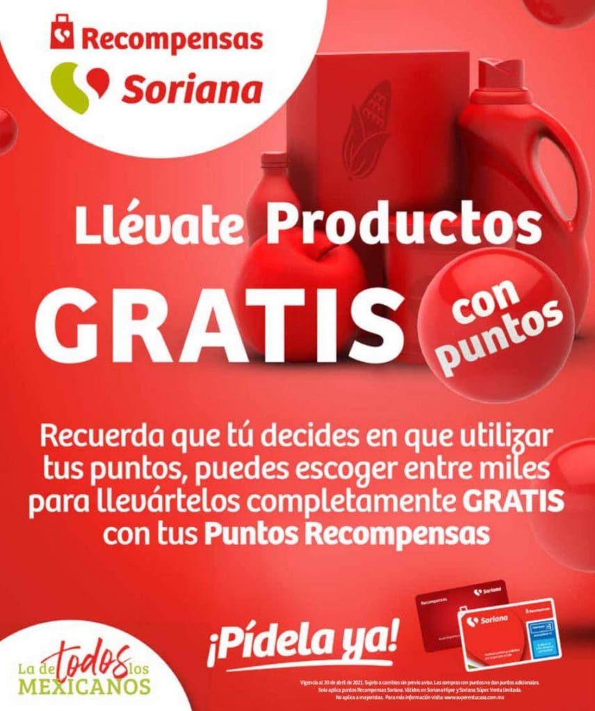 Folleto Soriana puntos Recompensas productos Gratis al 30 de abril 2021 15