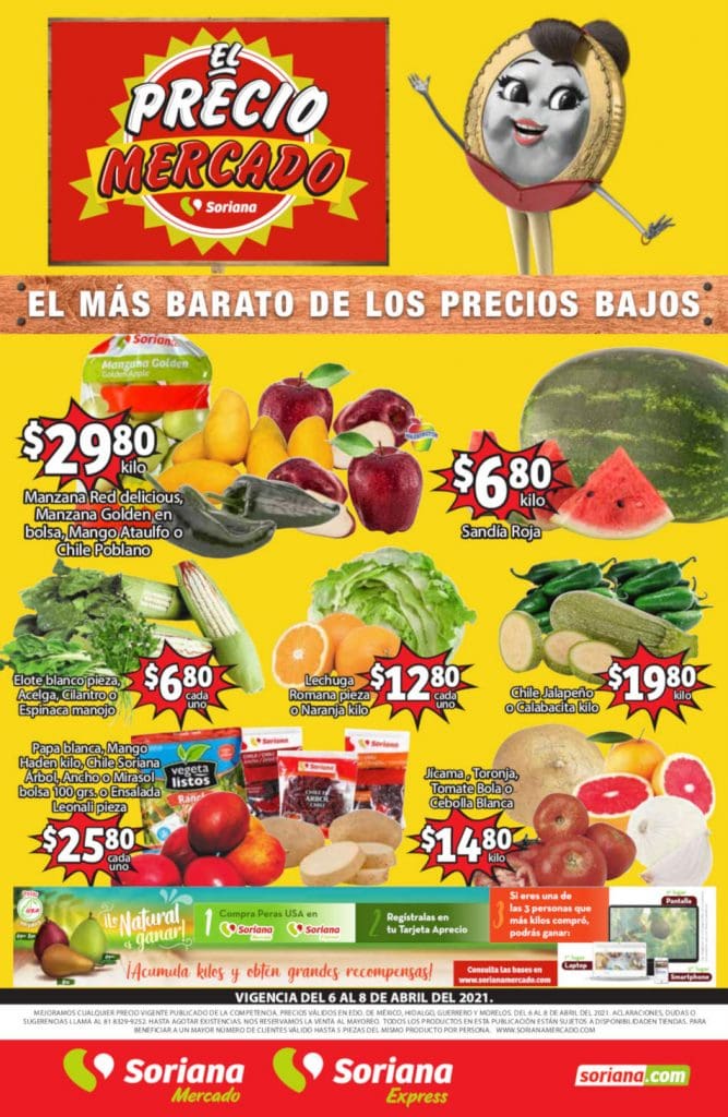 Folleto Soriana Mercado frutas y verduras 6 al 8 de abril 2021 1