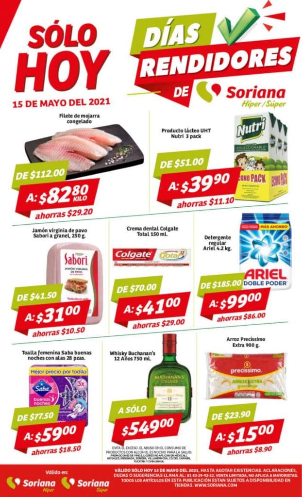 Ofertas Soriana Híper y Súper Días Rendidores 15 de Mayo 2021