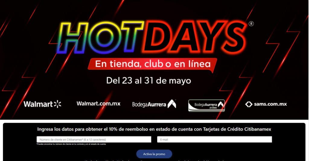 Hot Days 2021: 10% de bonificación en Walmart, Bodega Aurrera y Sams con Citibanamex