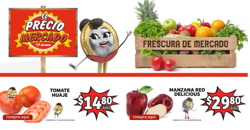 Folleto Soriana Mercado frutas y verduras 25 al 27 de mayo 2021