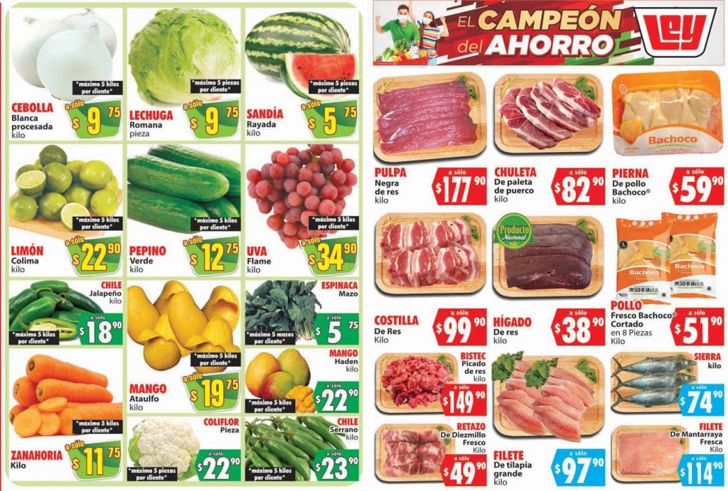 Ofertas Casa Ley frutas y verduras 22 y 23 de junio 2021
