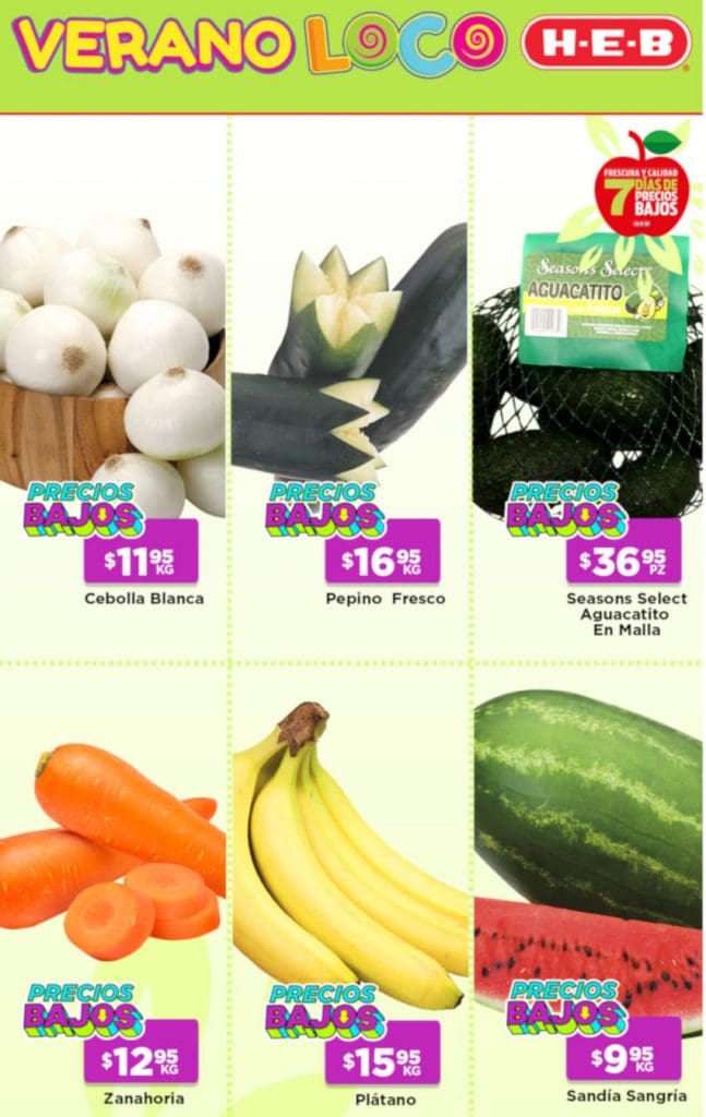 Ofertas HEB frutas y verduras del 1 al 7 de junio 2021