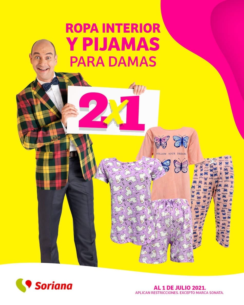 Soriana Julio Regalado 2021: 2×1 en ropa interior y pijamas para dama