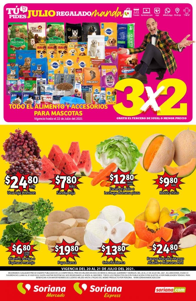 Folleto Soriana Mercado frutas y verduras 20 al 22 de julio 2021 1