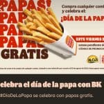 Promoción Burger King Día de la Papa: Papas gratis al comprar un combo