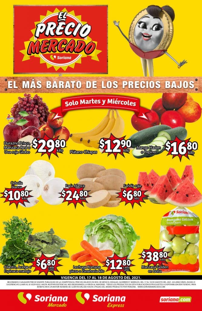 Folleto Soriana Mercado frutas y verduras 17 al 19 de agosto 2021 1