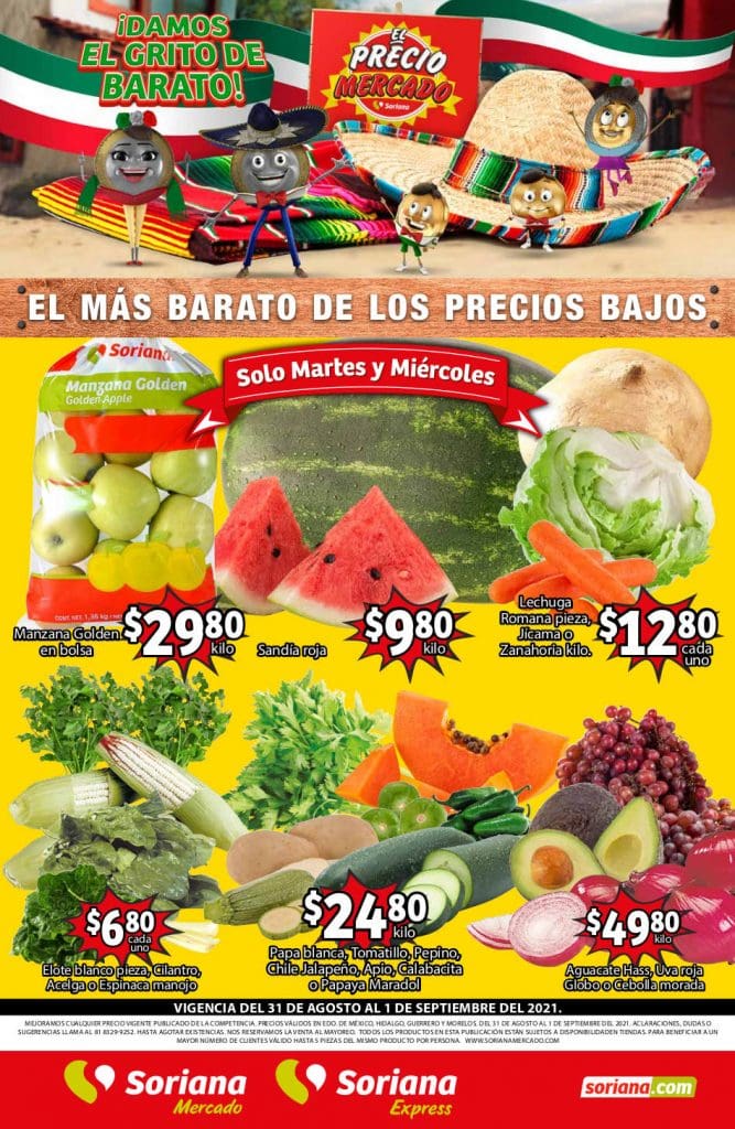Folleto Soriana Mercado frutas y verduras 31 de agosto al 2 de septiembre 2021 5