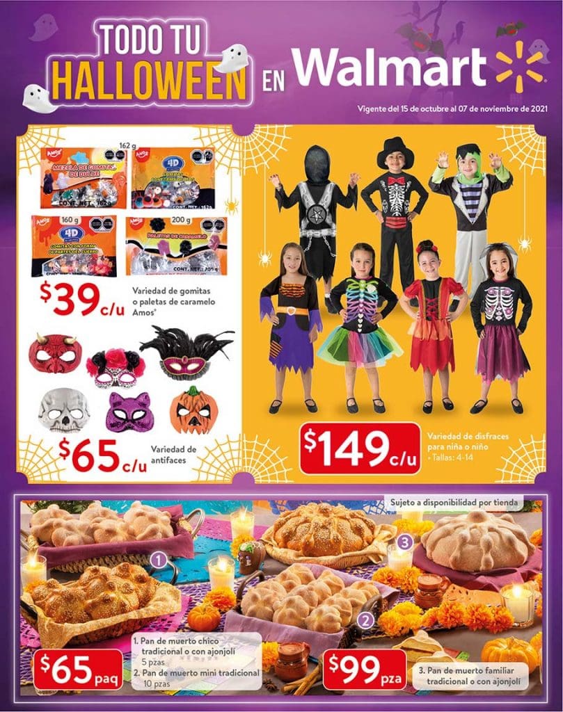 Folleto Walmart Halloween del 15 de octubre al 7 de noviembre 2021