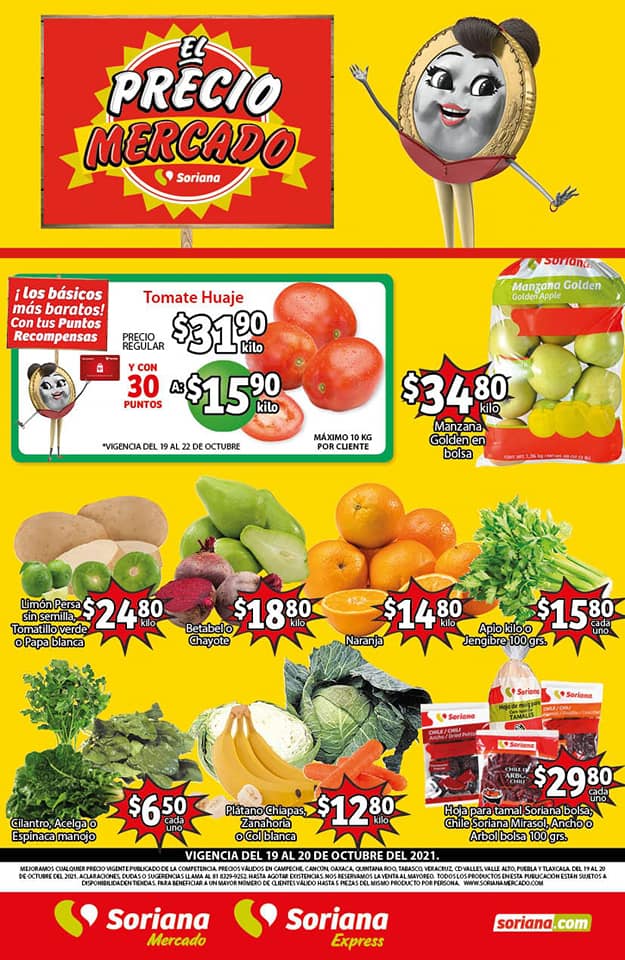 Ofertas Soriana Mercado frutas y verduras 19 al 21 de octubre 2021 4