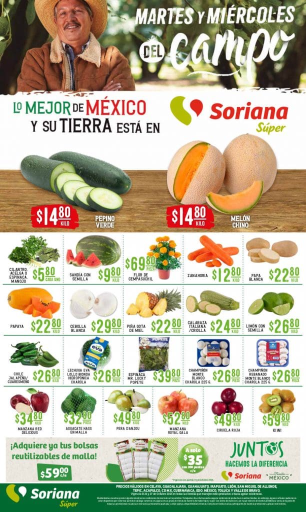 soriana super frutas verduras octubre 26