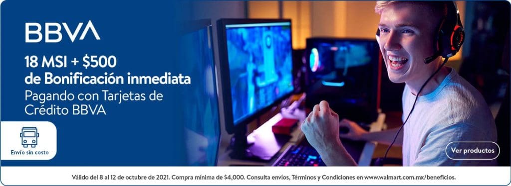 Walmart: 18 msi + $500 de bonificación con tarjetas BBVA Bancomer