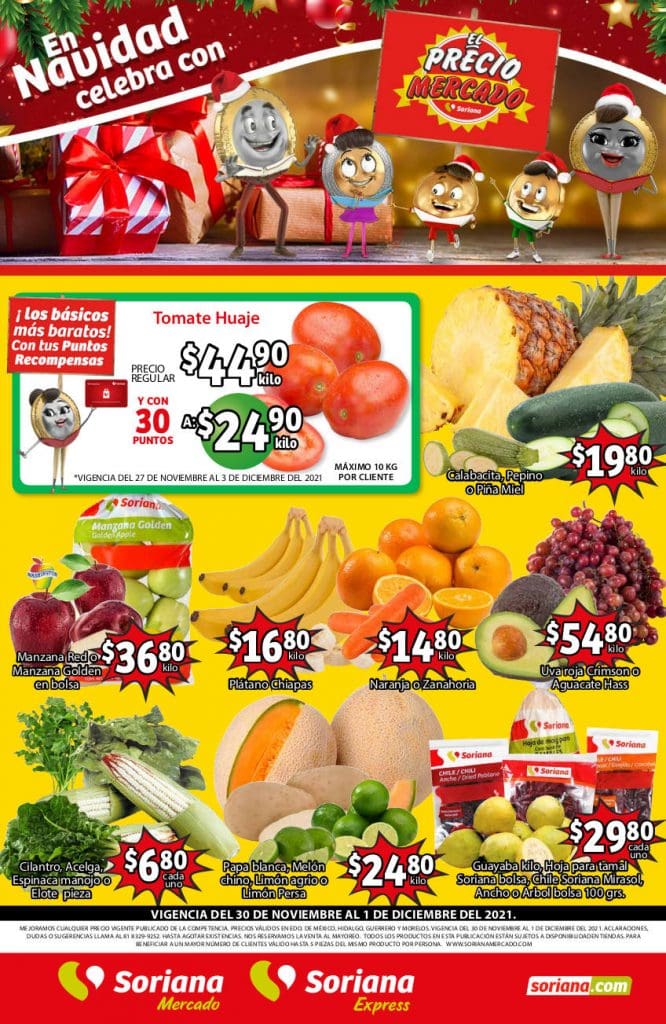 Ofertas Soriana Mercado frutas y verduras al 1 de diciembre 2021 1